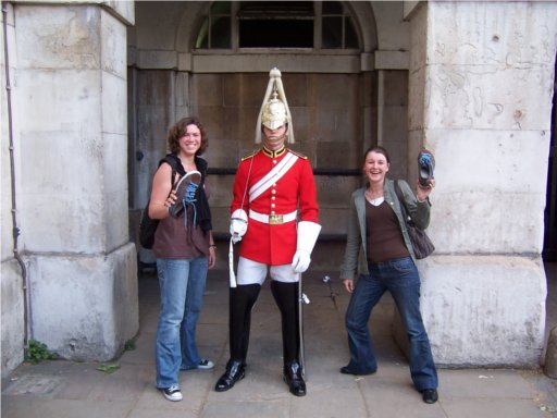 Picture -> My shoe with Alice, Charlotte and one of Her Majesty's coldstream guard